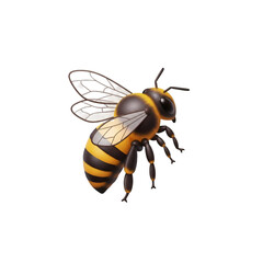Detailed closeup of a honey bee isolated on transparent background