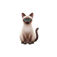 Elegant siamese cat sitting isolated on transparent background with a serene expression