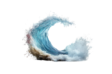 A dynamic wave crashing with vibrant colors, showcasing the power and beauty of nature in action, set against a transparent background.
