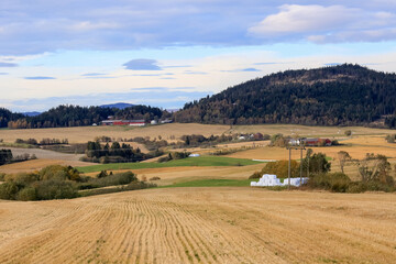 Agricultural area Byneset in the autumn, Norway