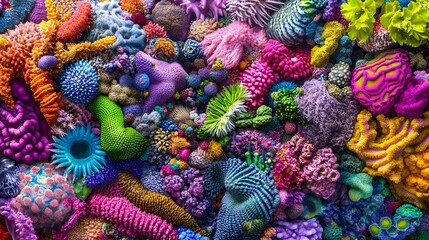 Vibrant coral reef ecosystem teeming with colorful marine life biodiversity