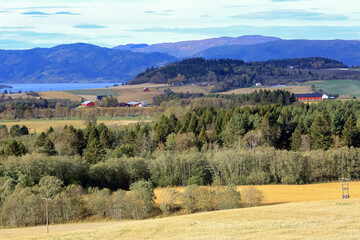Agricultural area Byneset in the autumn, Norway