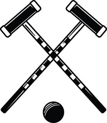 Croquet Mallets and Ball Vector, Crossed Sports Equipment Icon, Outdoor Leisure Game Symbol for Lawn Activity, Vintage Recreation, Summer Fun Design