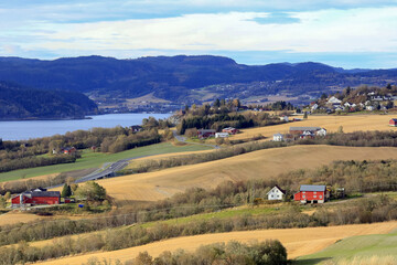 Agricultural area Byneset in the autumn, Norway