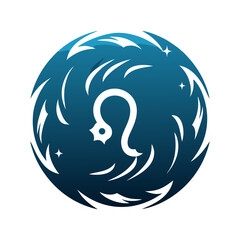 Naklejka premium Abstract illustration of a zodiac sign Leo in a circular design 
