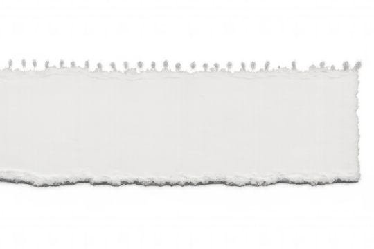 Torn white paper strip with rough edges, blank text area, isolated on transparent background