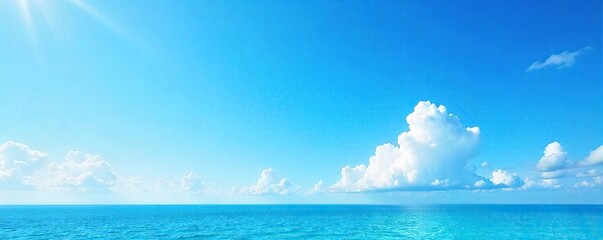 Fototapeta premium Azure Sky Vista Breathtaking Sunny Day Landscape, Perfect for Travel and Summer Projects. High-resolution image ideal for large prints and digital media.