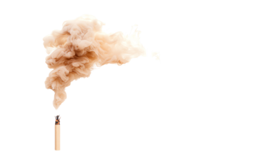 A smoke bomb releasing colorful smoke in a dramatic fashion, creating a visually striking effect against a white background.