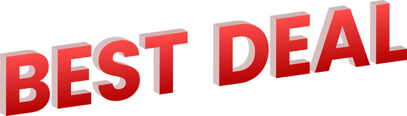 3D Fiery Red BEST DEAL Typography Isolated on Transparent Background