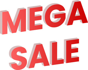 3D Ruby Red MEGA SALE Typography Isolated on Transparent Background.