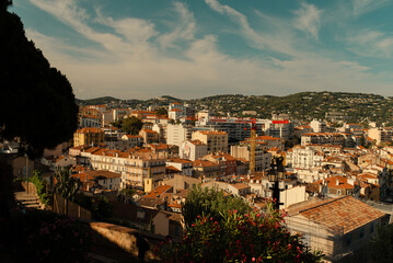 Obraz premium Cannes aerial panoramic view. Cannes is a city located on the French Riviera or Cote d'Azur in France.