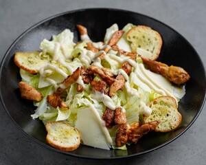 Classic Chicken Caesar Salad with Croutons and Parmesan
