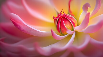 Delicate pink flower petal close up macro shot in soft light