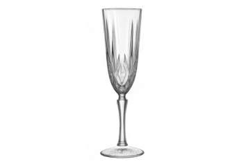 Empty champagne flute glass crystal on transparent background