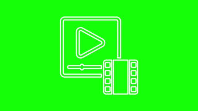 A video web display is on a green screen.