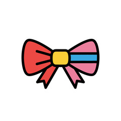 Fototapeta premium Colorful Decorative Bow with Red and Pink Ribbons.