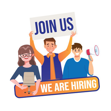 We Are Hiring Announcement PNG Illustration with Join Us Sign