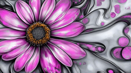 Abstract pink daisy with floral textures and creative arrangement background