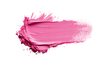 A vibrant pink paint smear on a black background, showcasing rich texture and color dynamics, perfect for creative projects.
