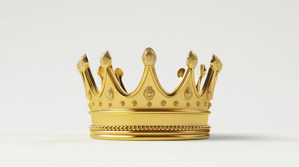 Elegant Golden Crown on Light Background Royalty Success Symbol