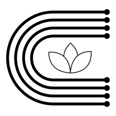 Minimalist AI Green Icon. Nature and Artificial Intelligence Connection