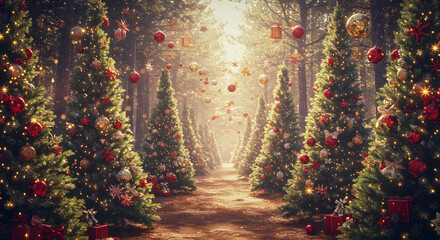 Festive Christmas Holiday Scene Illustration