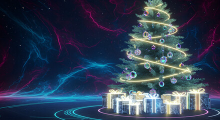 Festive Christmas Holiday Scene Illustration
