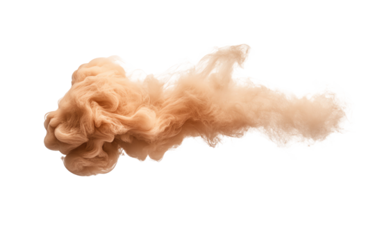 Abstract colored smoke swirl on transparent background, perfect for design projects or artistic backgrounds.