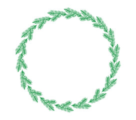 Christmas Fir Wreath Frame Vector Illustration