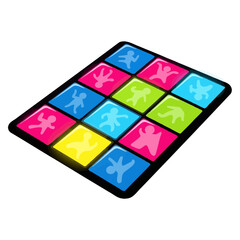 Illuminated Dance Pad with Colorful Footprint Icons for Interactive Play.