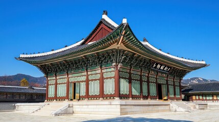 Naklejka premium Asian palace pavilion, sunny day