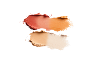 Colorful makeup swatches showcasing a blend of peach and nude tones on a white background, ideal for beauty and cosmetic design projects.