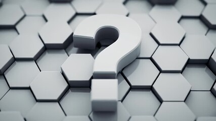 White Question Mark Symbol on Geometric Hexagon Pattern Background in Soft Lighting Concept of Inquiry Asking and Uncertainty - Powered by Adobe