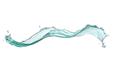 Dynamic splash of clear water on a transparent background, elegantly highlighting the fluid movement and freshness of nature.