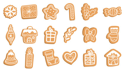 Biscuits de Noël en pain d’épices – Icônes festives vectorielles pour les fêtes de fin d'année