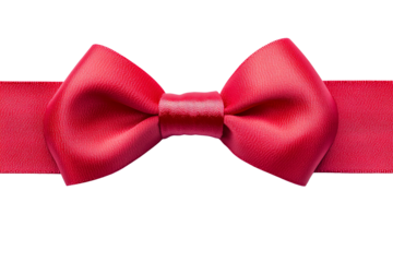 Elegant red bow tie with a satin finish, perfect for gifts, formal occasions, or decorative purposes against a clean, white background.