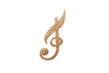Elegant wooden treble clef symbol, ideal for music themes and designs with a light texture and tone.
