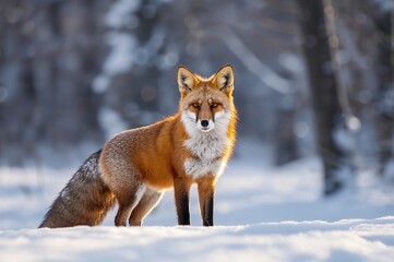 Obraz premium Fox with its tail curled around its body