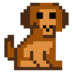 Brown Pixel Dog Character