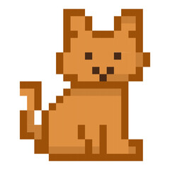 Orange Pixel Cat Illustration