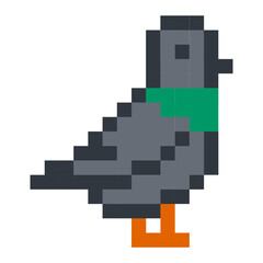 Pixel Pigeon Bird Illustration