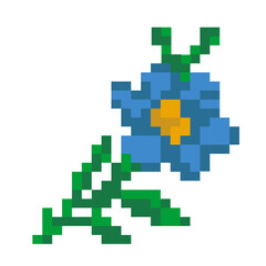 Blue small pixel flower