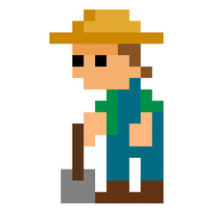 Pixel Art Male Farmer Character