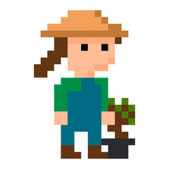 Pixel Art Girl With Plant