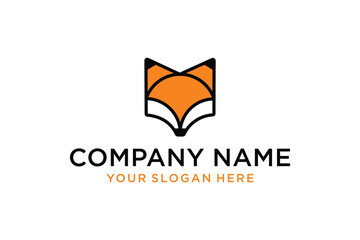Fox head outline logo design 