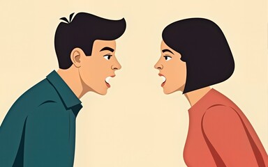 Conflict. A man and a woman quarrel. Vector illustration in a flat style. High quality
