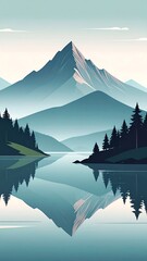 Tranquil mountain scene with a glassy lake