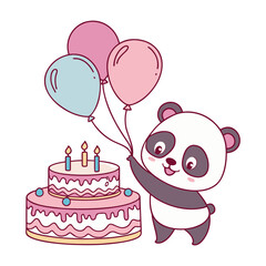Birthday Panda Sticker Popping Out from a Cake Illustration