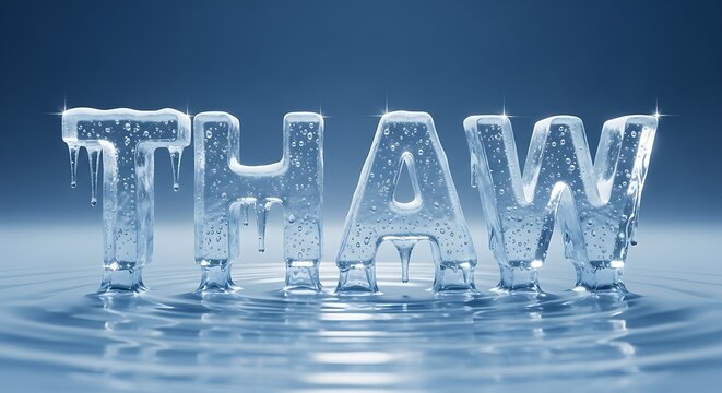 Melting Ice Thawing Word Image.