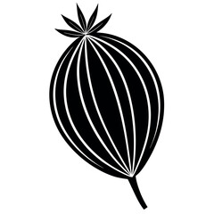 Custard Apple Silhouette Vector on White Background